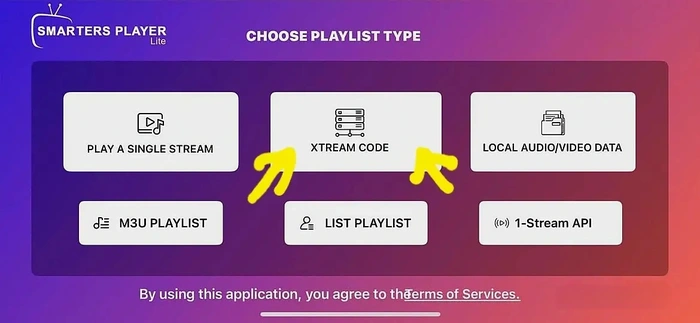 Xtream Codes API login option in IPTV Smarters