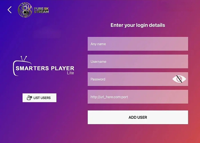 Entering IPTV Xtream Codes details in IPTV Smarters