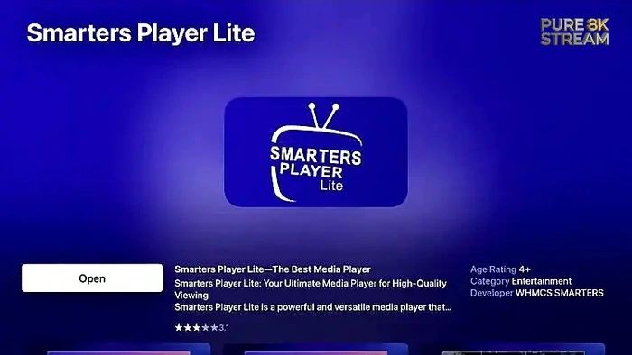 Opening IPTV Smarters on Apple TV