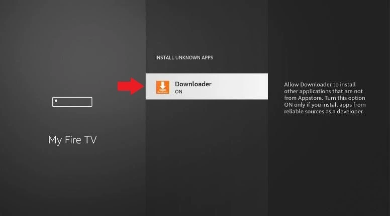 Allowing the Downloader app to install unknown applications on Firestick
