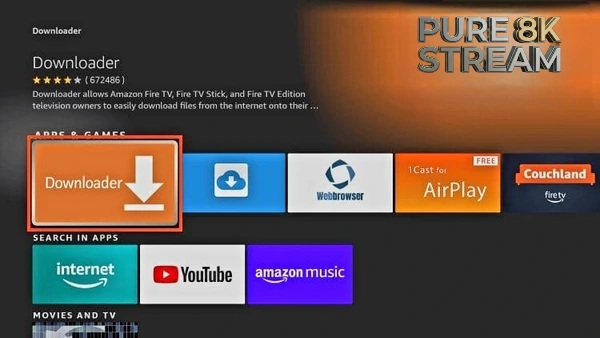 Downloading and installing the Downloader application on Firestick