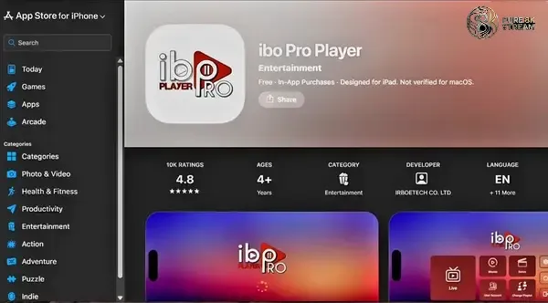 Finding IBO Player Pro in the Apple App Store for iPhone, iPad, and Apple TV