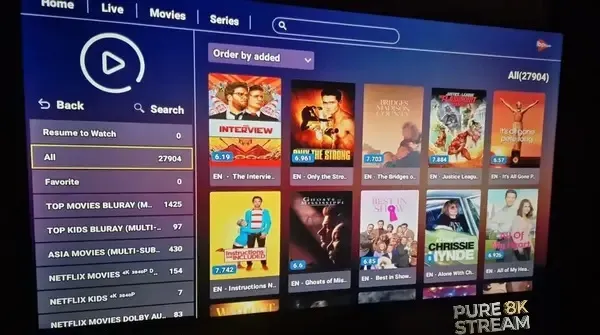 Browsing live international TV channel categories on IBO Player Pro