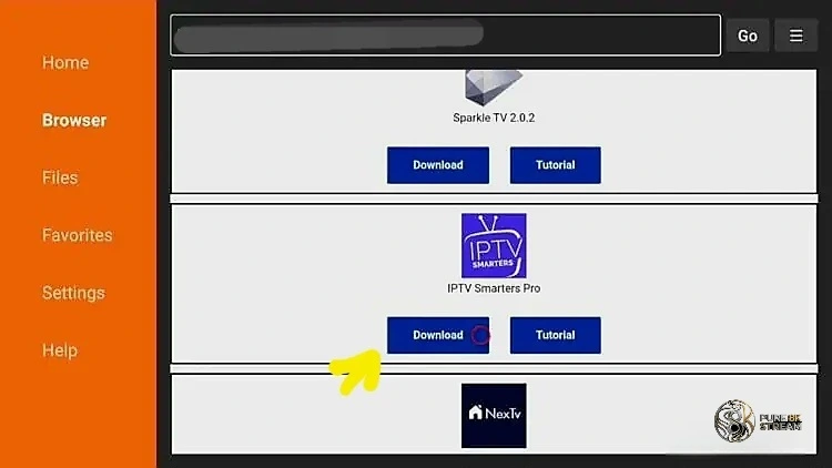 Progress bar showing the IPTV Smarters Pro APK file downloading